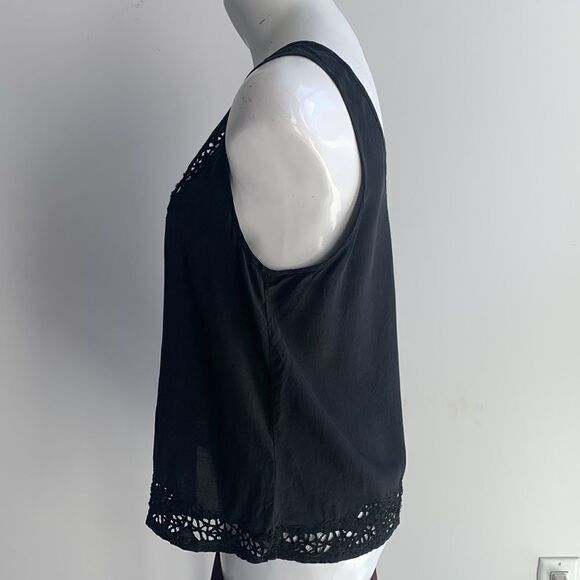 Joie 100% silk black boho casual swing lace, eyelet embroidered, size M - Picture 6 of 16